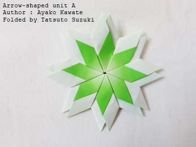 origami Arrow-shaped unit A, Author : Ayako Kawate, Folded by Tatsuto Suzuki